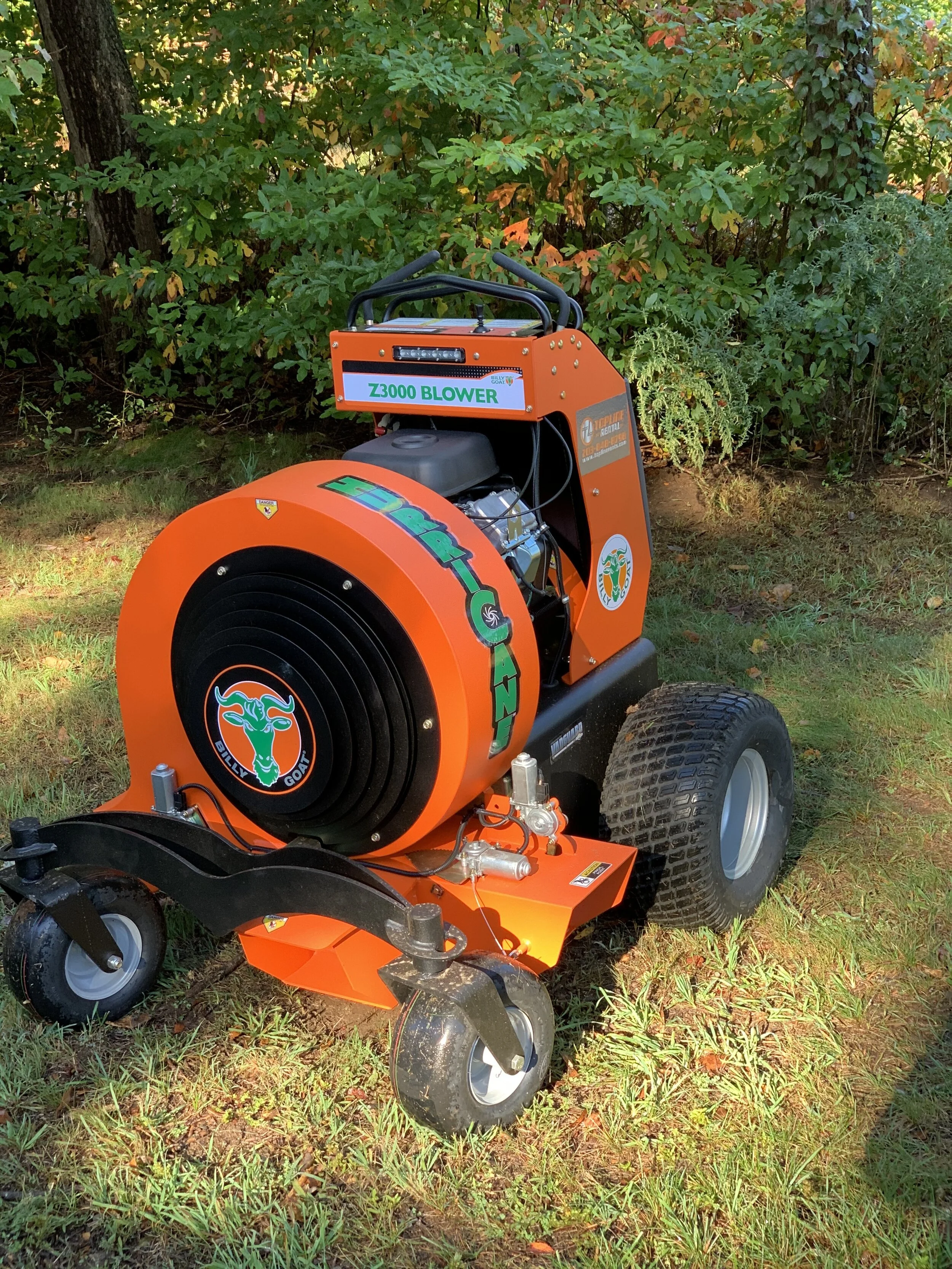 Ride on leaf blower outlet